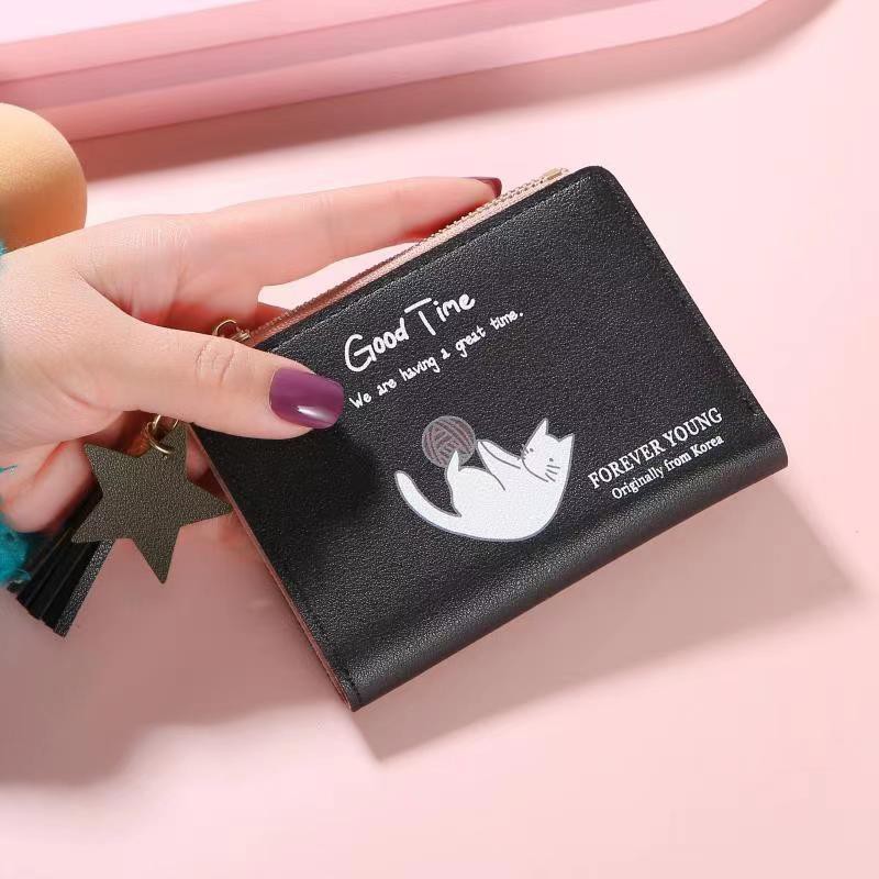 (27AN.ID) Dompet Lipat Wanita AS3011 Dompet Wanita import Murah Lipat Kecil Lucu & Cantik Real Pict-HITAM