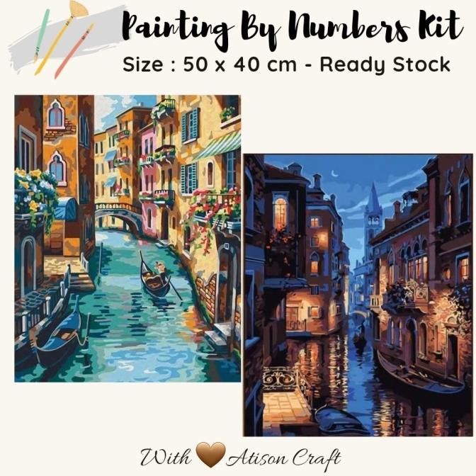 

BISA COD DIY Lukisan Paint By Numbers ( 50 cm x 40 cm ) - NIGHT IN VENICE ITALY