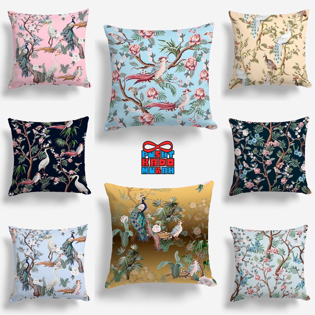 Bantal Sofa Print Motif Osaka Garden Japan Bird / Burung 40x40 cm - Pusat Kado Murah