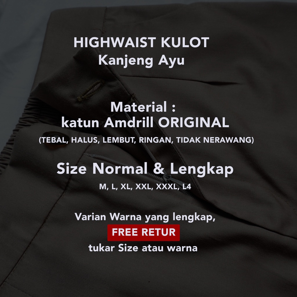 Kanjengayu - Slit Pants Cullotte Highwaist Celana Kulot Bahan Katun Loose Pants Original Seri A