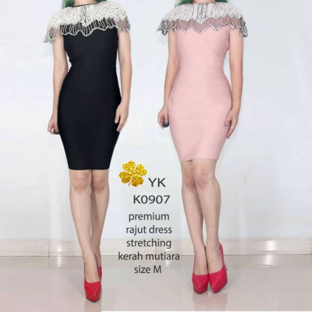K0907 mini dress premium rajut baju wanita import fashion dress hitam pink