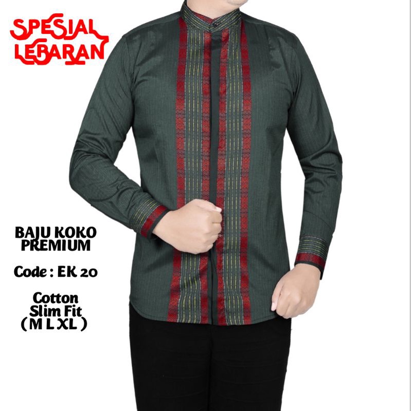 BAJU KOKO PRIA SLIM FIT LENGAN PANJANG WARNA HITAM CLK15