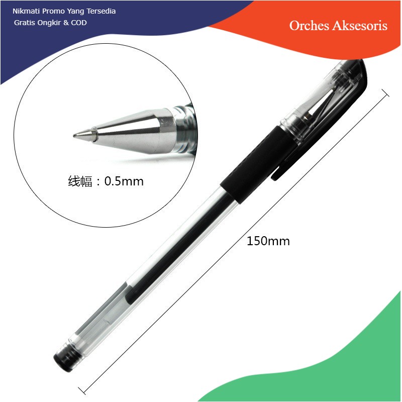 

GOUTTE Pulpen Gel Ink 0.5Mm Alat Tulis Kantor Sekolah Pena Pen Tinta Cair Standart Warna Merah Hitam Biru