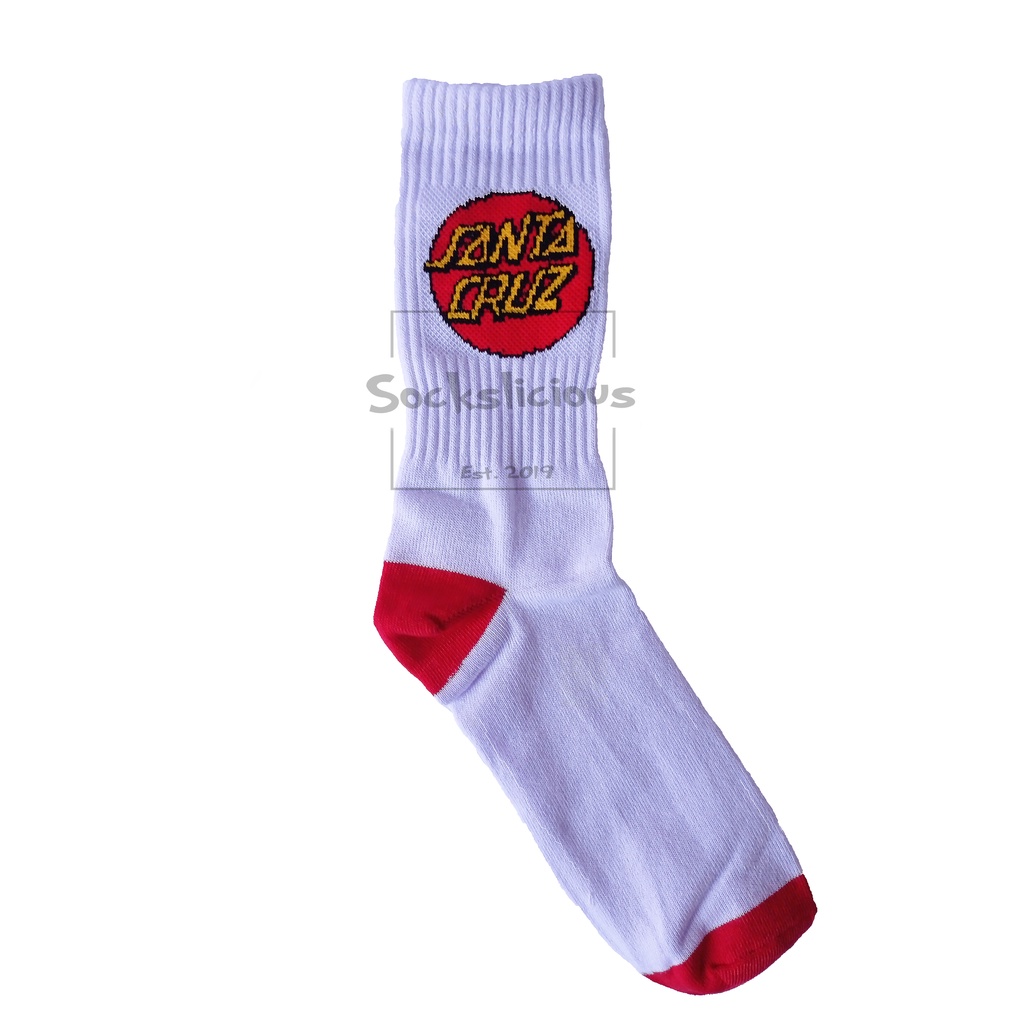 Kaos kaki Skate oldschool Motif Santa Cruz White Red Premium Tebal Termurah Diskon
