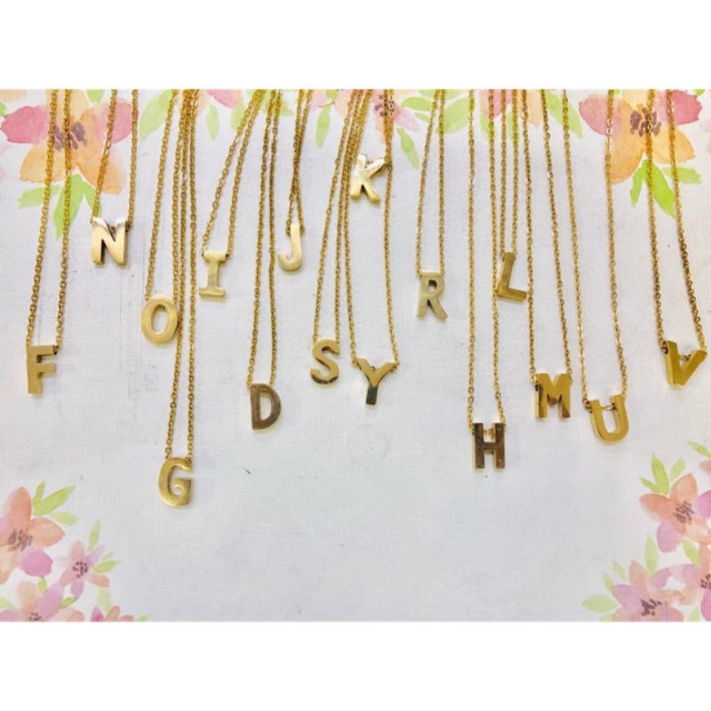 KALUNG titanium wanita gold kalung huruf kalung nama