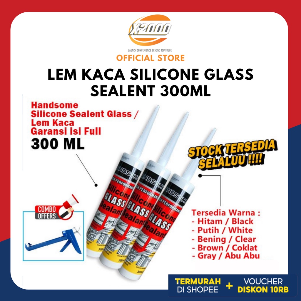 Lem Kaca Silicone Glass Sealent 300ml tahan air dan panas, merekatkan  jenis metal, kaca, keramik