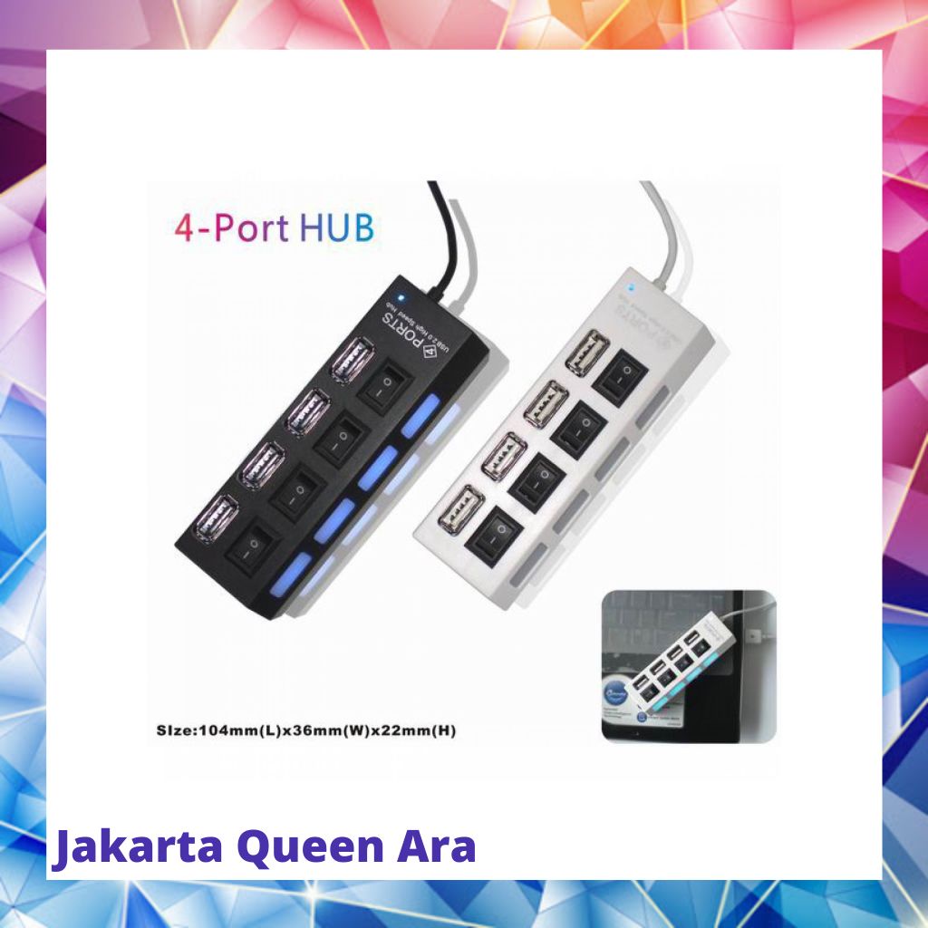 4 Ports USB 2.0 HUB With Independent ON OFF Switch Model UH04