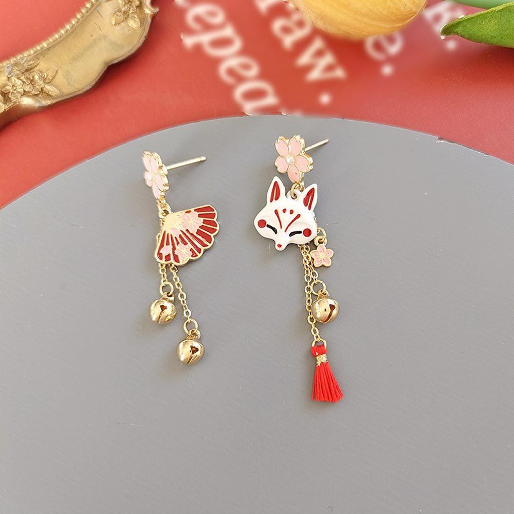 Agustina Wanita Anting Tusuk Lucu Vintage Bunga Untuk Perempuan Rumbai Tergantung Sakura Jepang Drop Earrings