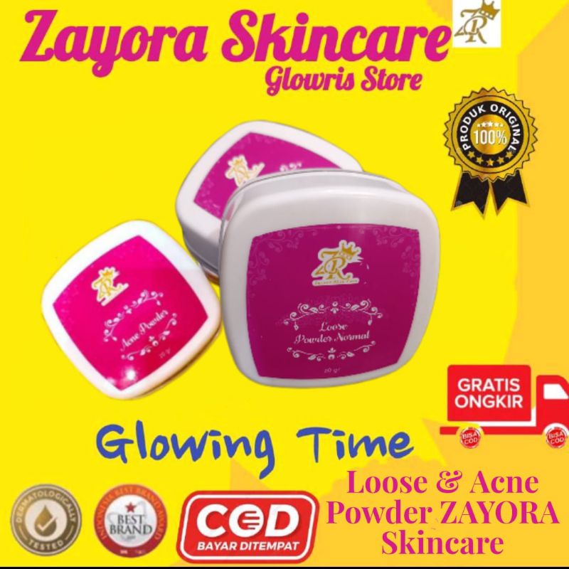 COD BEDAK ACNE & BEDAK NORMAL ZAYORA SKINCARE 100% ORI MENCERAHKAN DAN MELINDUNGI WAJAH DARI SINAR MATAHARI / BEDAK JERAWAT/ LOOSE POWDER NORMAL ZAYORA