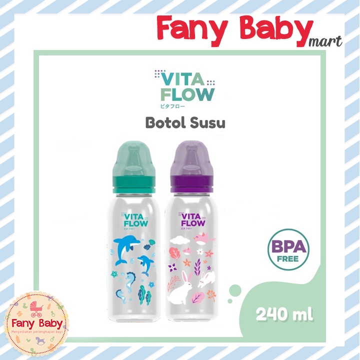 VITAFLOW BOTOL SUSU MULTIFUNGSI PP 240ML (INC : DOT SIZE M)