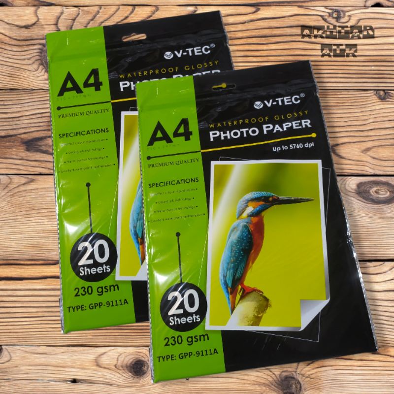 

Kertas Foto V-tec Glossy A4 230 gsm / Photo paper