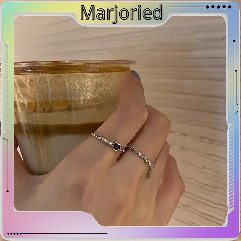 Set Cincin Jari Telunjuk Bahan Zirkon Warna Hitam Untuk Wanita-MJD