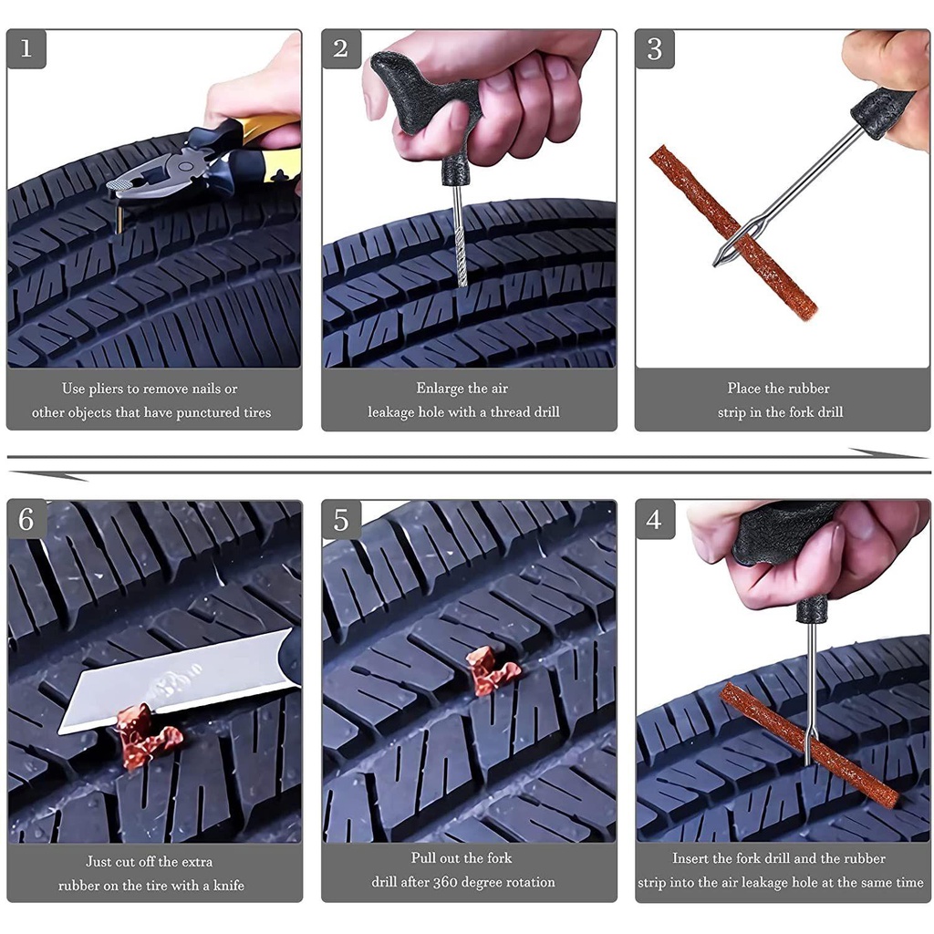 Populer Tire Repair Kit Mobil Tambal Tanpa Tabung Karet Strips Plug