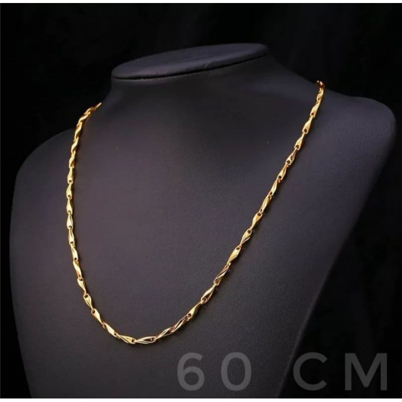 Kalung padi Titanium pria wanita stainless ukuran 2,5mm