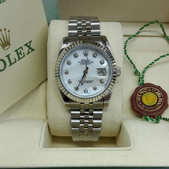 JAM TANGAN ROLEX OYSTER DATEJUST 36MM SILVER DIAMOND SUPER