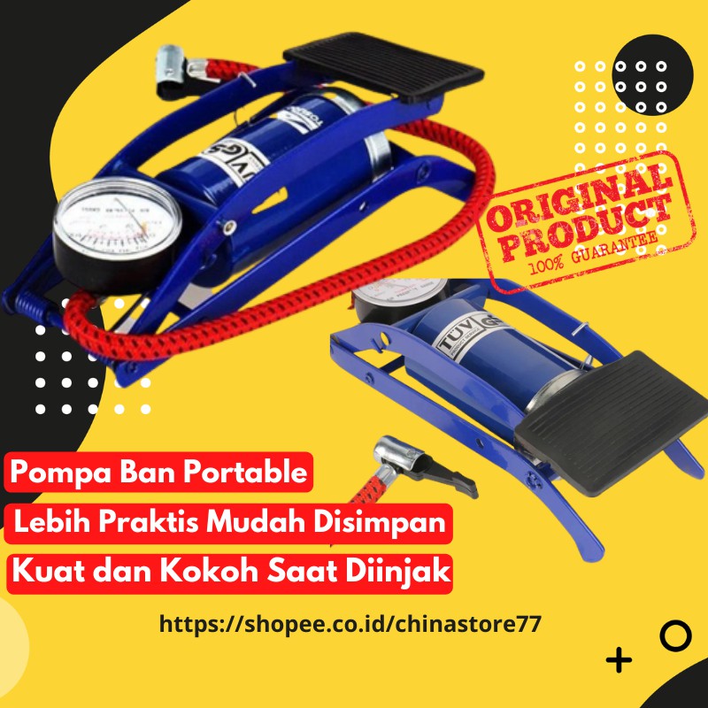 POMPA BAN INJAK MOTOR SEPEDA MOBIL MINI PORTABLE AKSESORIS