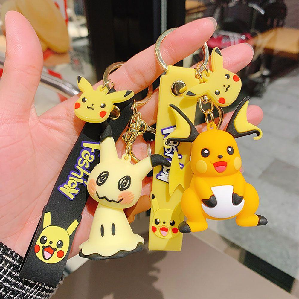 Needway   Kartun Gantungan Kunci Anak Perempuan Hadiah Mainan Tentakel Pikachu Action Figure Ransel Liontin Kunci Gesper Key Lanyard