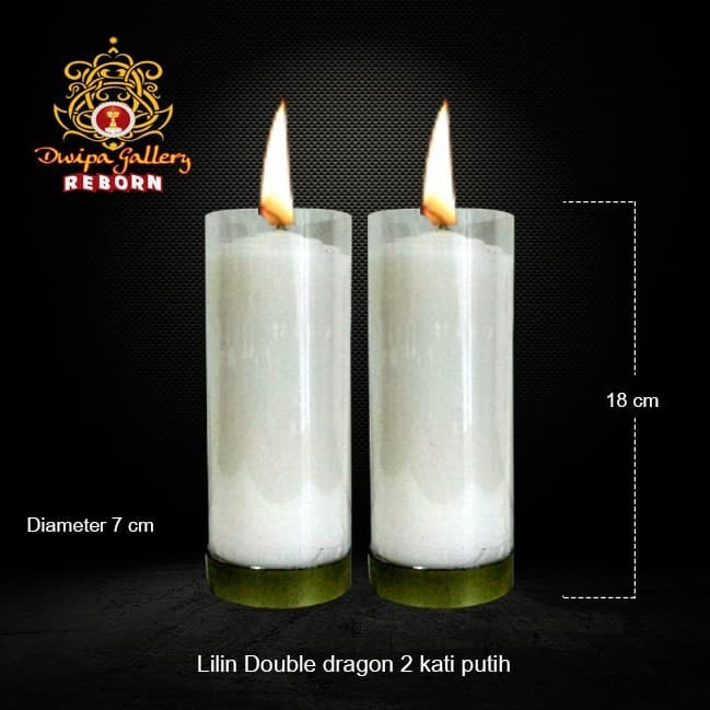 Lilin/Candle Puja Sembahyang Pilar Double Dragon 2 Kati Putih
