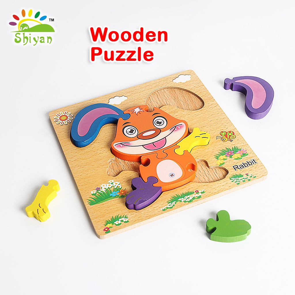 [Shiyan] mainan puzzle kayu jenis jigsaw warna / mainan edukasi anak 3D wooden puzzle children education toys jigsaw