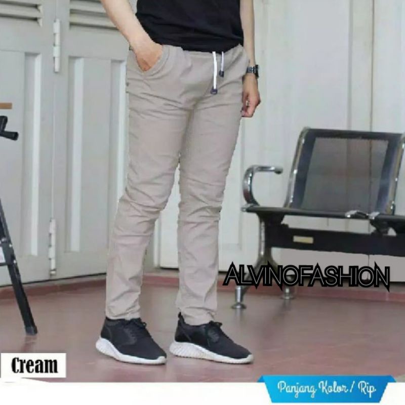 Celana Panjang Reguler Chino/Cino/Chinos Pria/Cowok Standar - Krem(Cream)/Abu(Grey)/Moca(Moca)