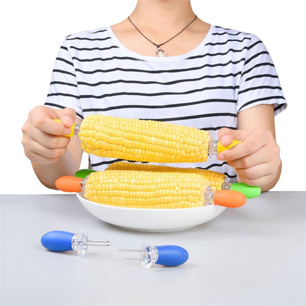 [Elegan] Corn Holder Gagang Plastik1Per3 /5 /10pcs Jagung Di Cob Masak Dapur Gadget Garpu Buah Rumah