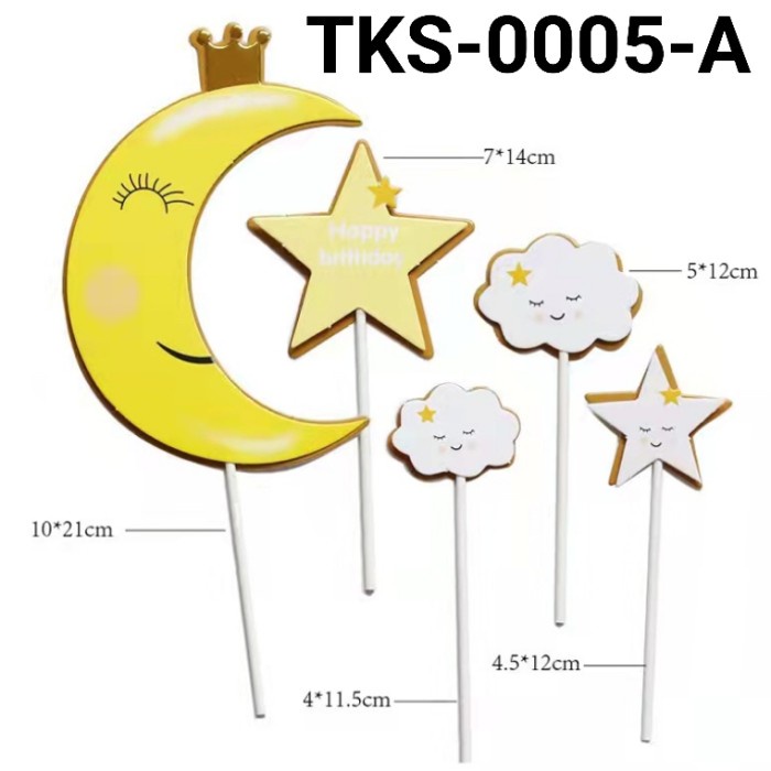

GR-TKS-0005 CAKE TOPPER KERTAS TUSUK HIASAN KUE BULAN BINTANG AWAN OBRAL DISKON