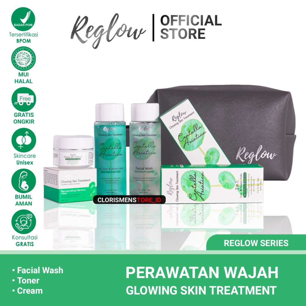 PAKET REGLOW SERIES Skincare Original Perawatan Pemutih Wajah Glowing Bpom Ampuh Free Pouch-5