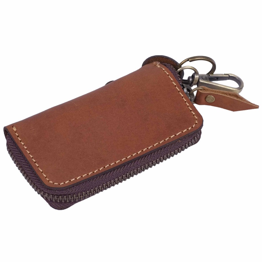 Dompet STNK Mobil Motor Gantungan Kunci Remote Keyless Kulit DSK-11 - Cokelat