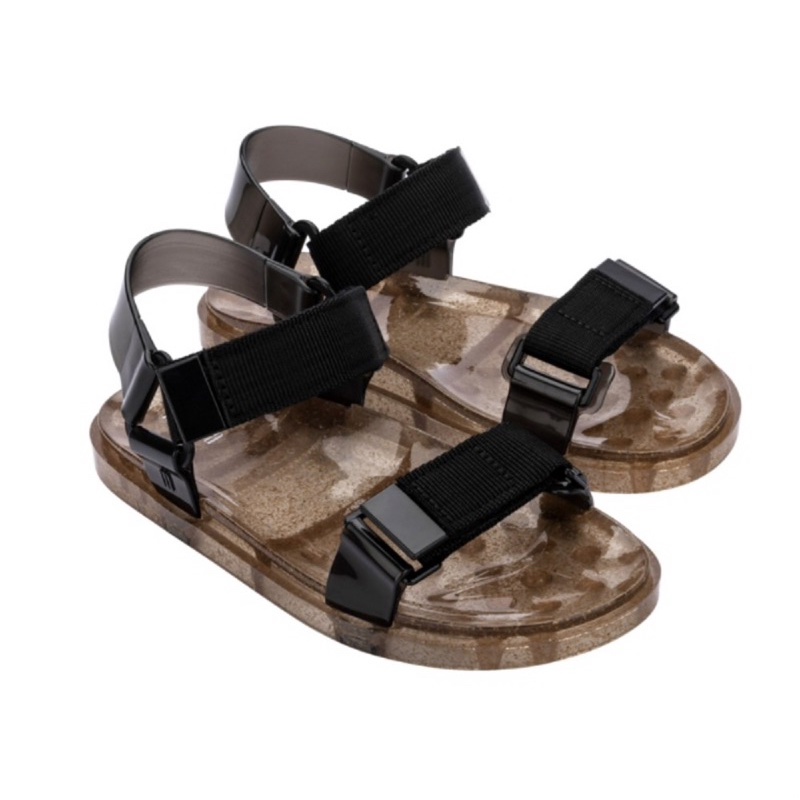 Melissa Papete Wide Sandals Clear Rice Husk Black