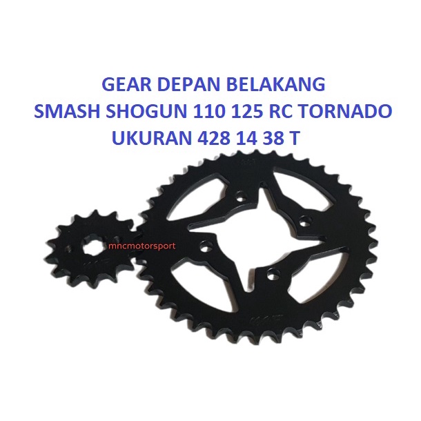 GEAR GIR DEPAN BELAKANG YUZAKA 38 14 T SMASH SHOGUN 110 125 TORNADO RC