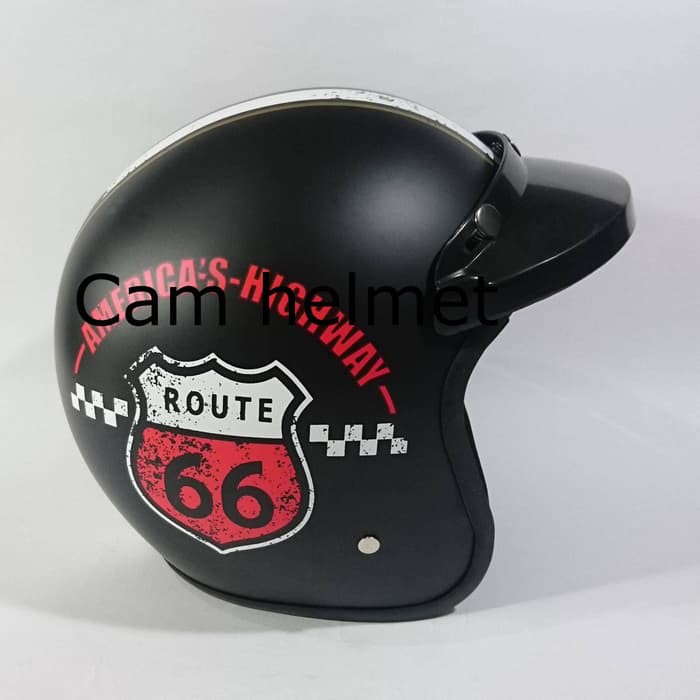 Helm Bogo Route 66 Black dof red + pet