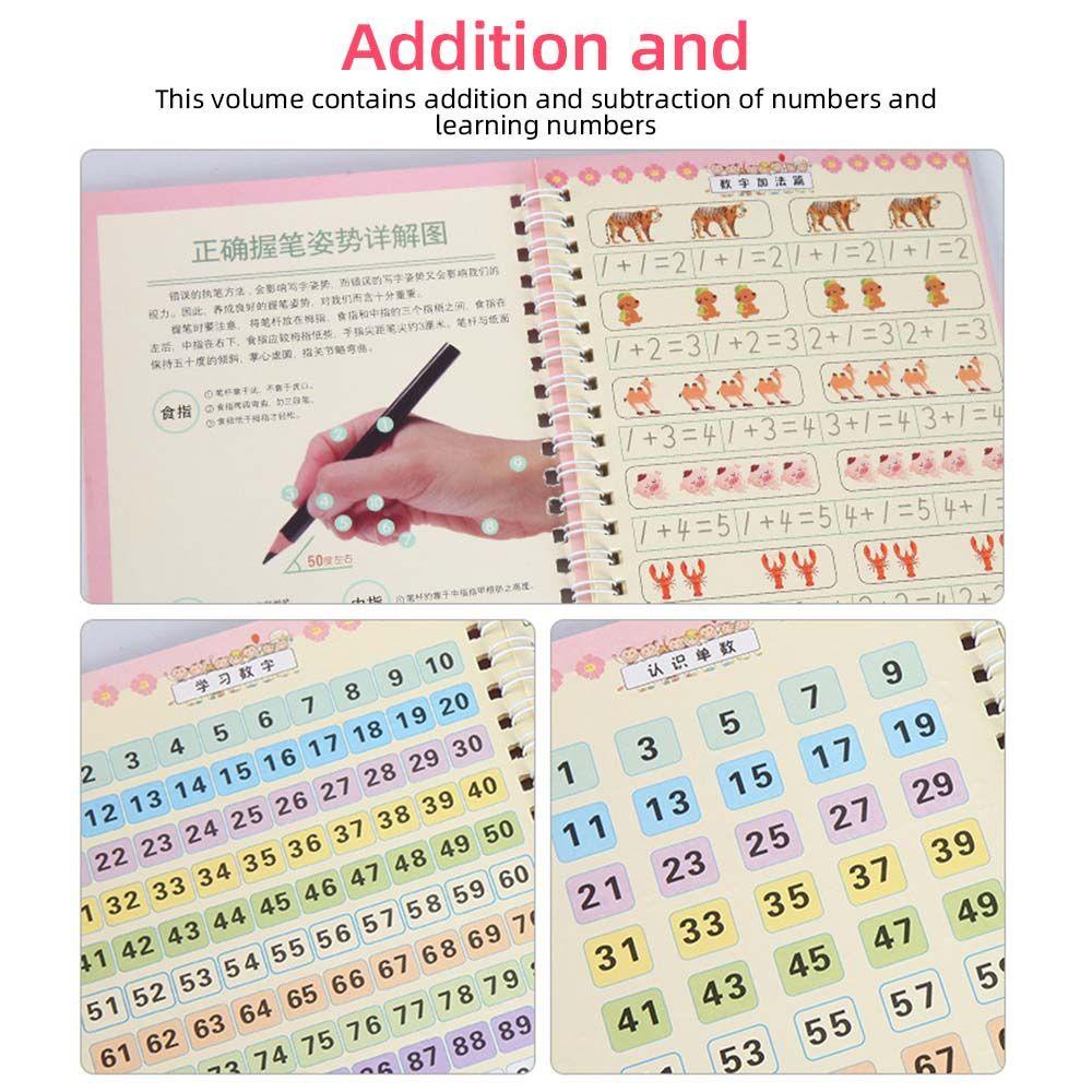 Mxbeauty Buku Copybook Bahasa Inggris Anak Dengan Isi Ulang Pulpen 3-8 Tahun Angka 3D Alur Latihan Lukis Tangan Tulisan Inggris