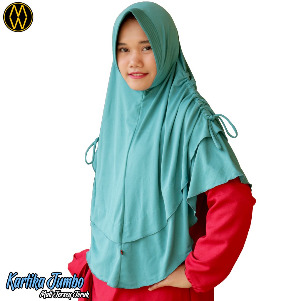busanasyari / khimar serut / khimar jersey jeruk/ khimar pet antem /khimar dua layer / kartika jumbo