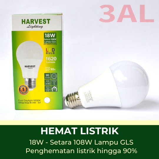 18W HARVEST LIGHTING Lampu Bohlam LED A Bulb  18 Watt Lampu Hemat Energi Original Bersertifikasi SNI dan Bergaransi