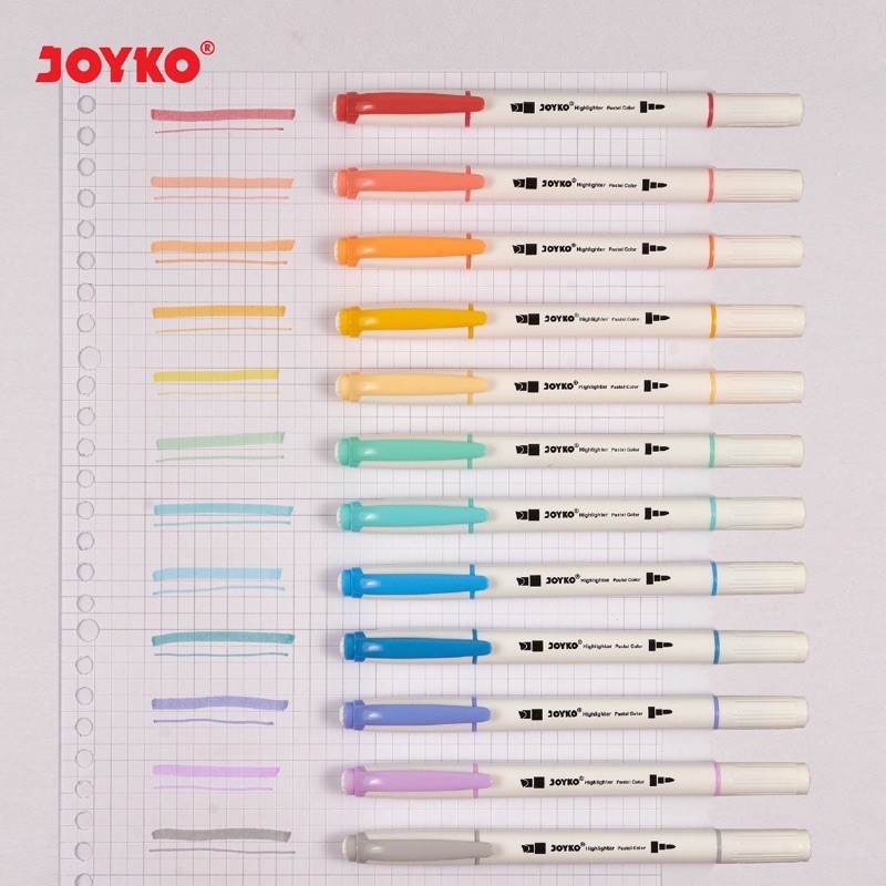 

Joyko Pastel Highlighter Set 12 HL-55 / Penanda Warna