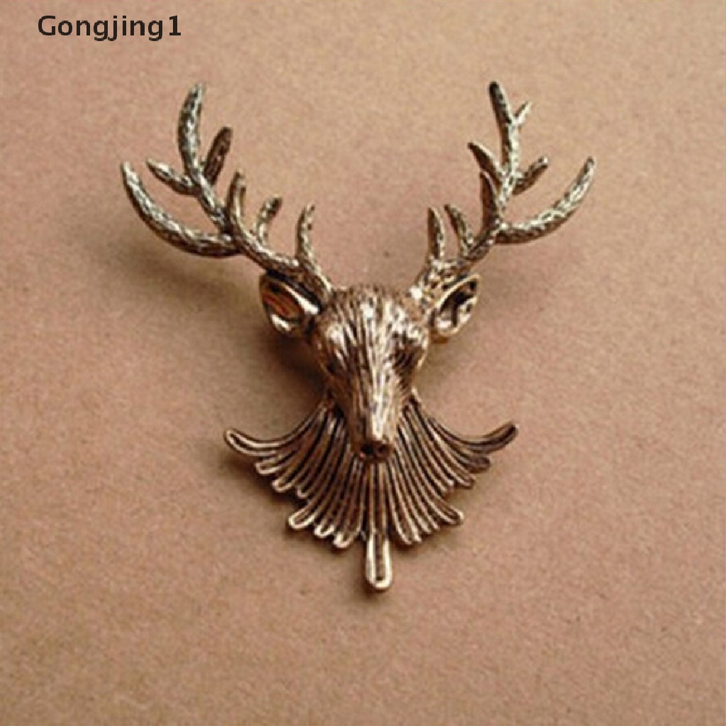 Gongjing1 1PC Bros Pin Klip Kerah Unisex Dewasa Desain Kepala Rusa Lucu