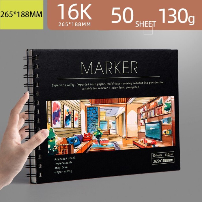 

(DISKON TERMURAH) Marker Pad 50 Sheets 130g Professional No Penetration Paper Sketchbook - 16K