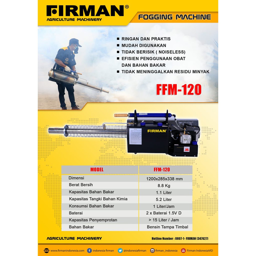 Mesin Fogging FIRMAN FFM 120 - FFM 180P Alat Semprot Nyamuk Fogger-Foging Asap FFM120 - FFM180P Firman