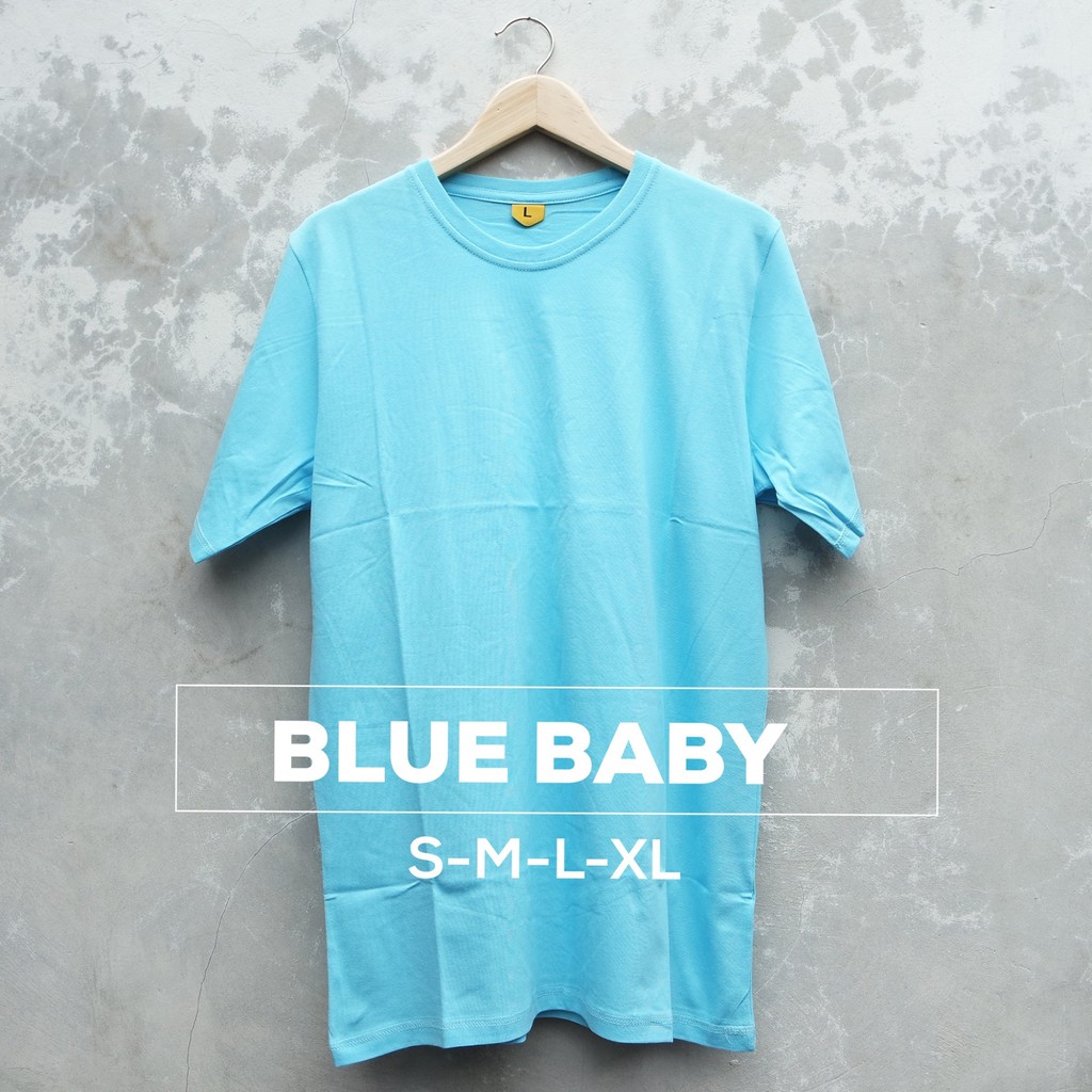  Baju  Kaos Polos  Blue Baby Combed  30s  Premium Lokal Kaos 
