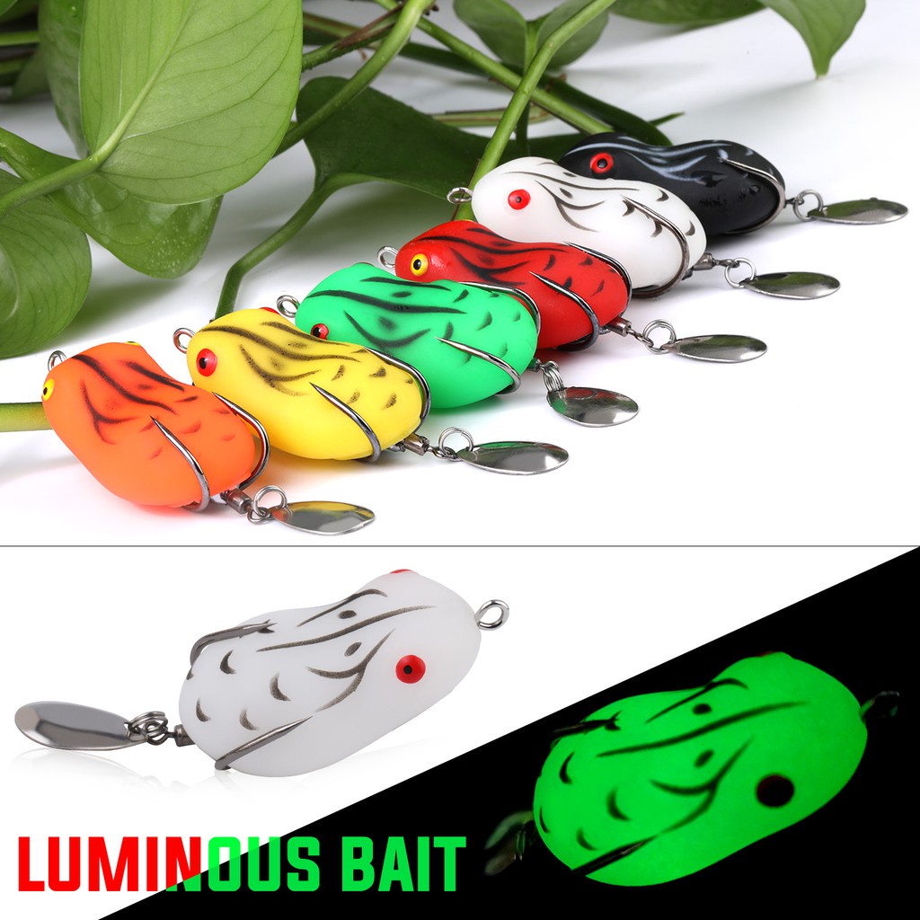 HAIYI FISHING Umpan Pancing Fishinig Lure New Sequin Frog Umpan Pancing Soft Fishing Lure 4.5cm/7g Lembut Bionik Katak Kodok Tiruan Kait Ganda Simulasi Putar Tubuh Berongga Palsu Umpan Casting Atas Air Alat Fishing Hook