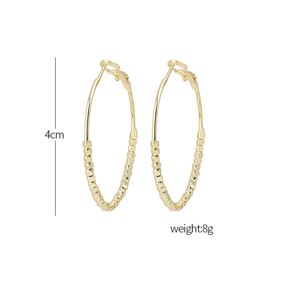 Anting Bulat Besar Bahan Metal Warna Emas Untuk Wanita