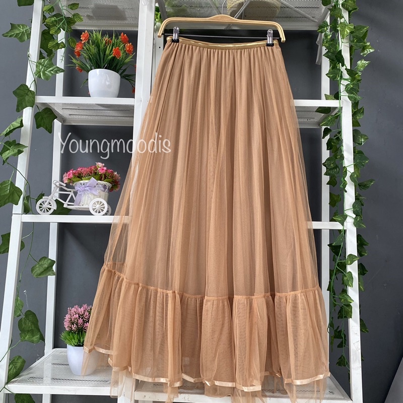 youngmoodis Veli maxi skirt rok tutu ruffle 6 warna ori import