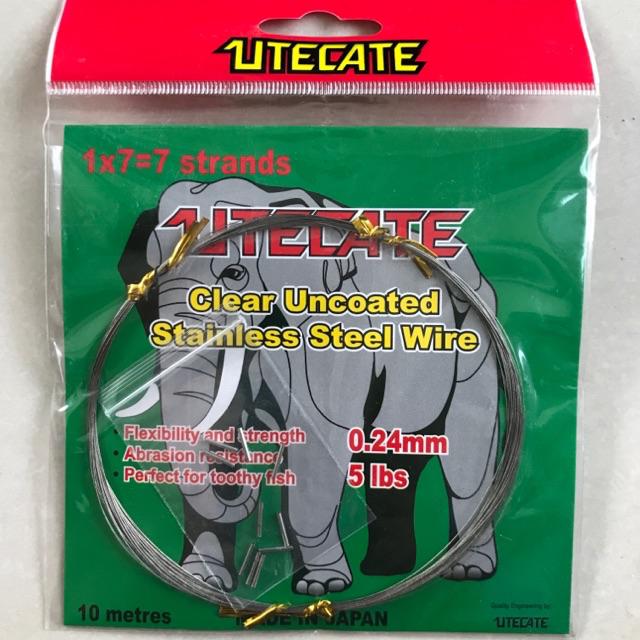 Wire Leader Neklin Utecate 10m Clear Uncoated Stainless Steel Wire-Utecate 5Lb/0,24mm