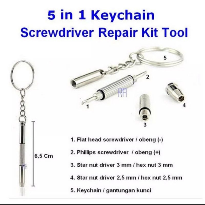 Gantungan Kunci Obeng Mini Screwdriver Keychain 3 in 1