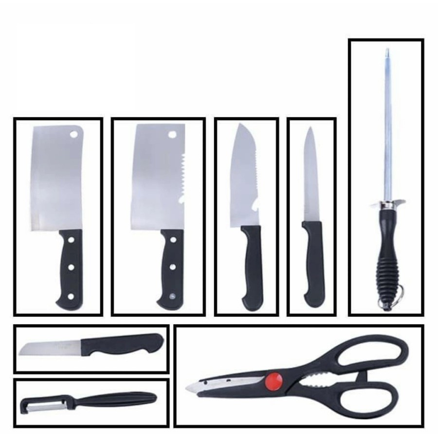 Set Lengkap Pisau Dapur Plus Gunting isi 8pcs