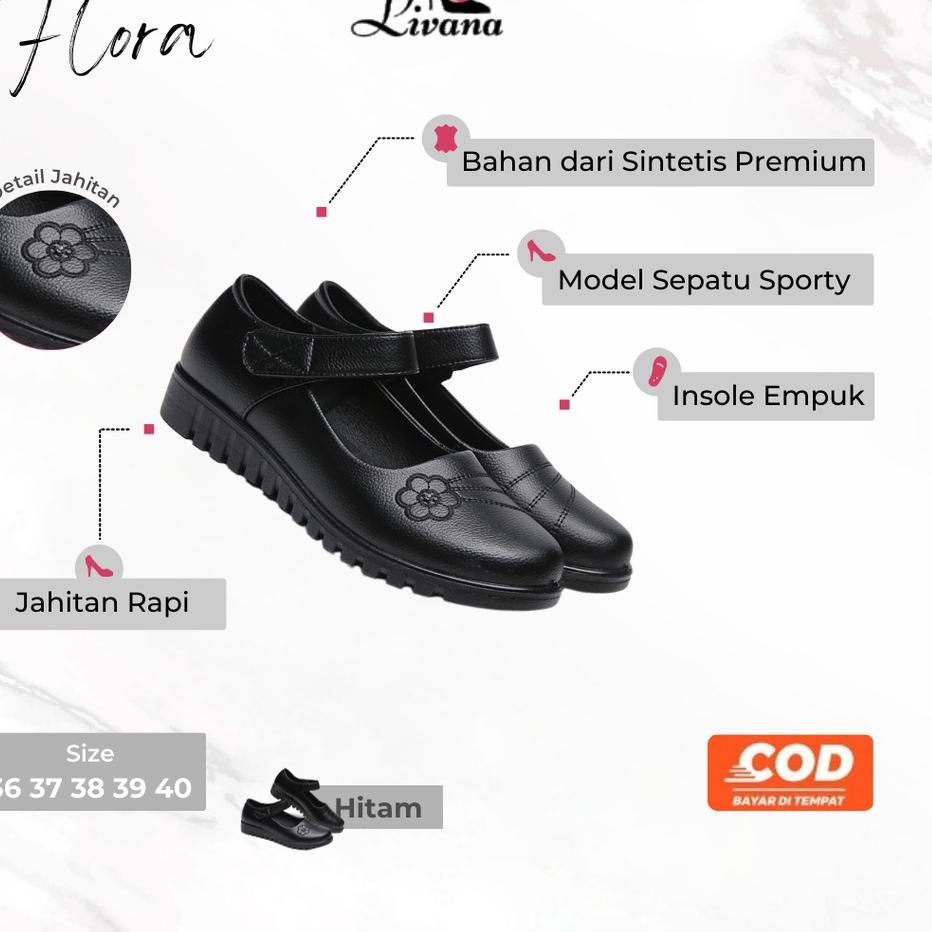 Terlaris.. Sepatu Flatshoes Pantofel Flora Wanita Perempuan Cewek Kerja Kantor Formal Loafers Flat S
