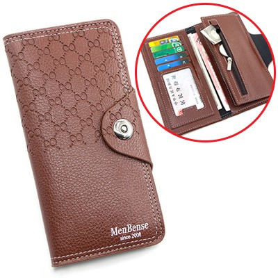 Dompet Pria Kulit PU Kancing Magnet Keren Men's Long Wallet Dompet Kartu Fashion Pria Kasual