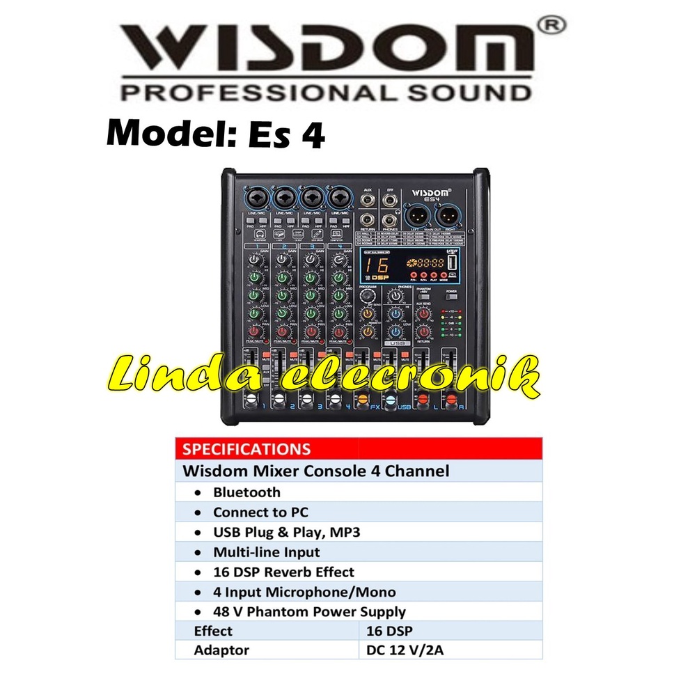 mixer wisdom es4 wisdom es 4 4 channel original garansi resmi