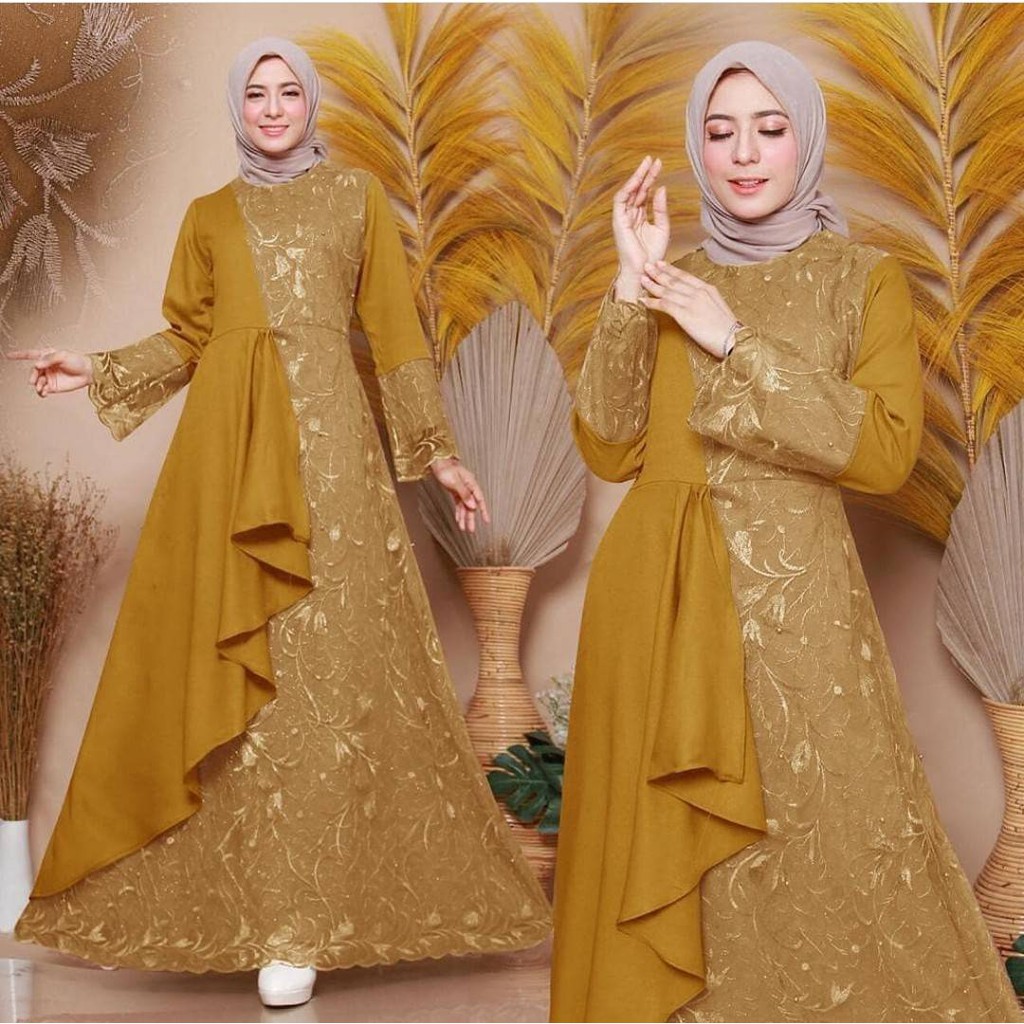 HUMAIRAH - Gamis Muslimah Masa Kini dan Murah Maxy Zolana Berbahan Brukat tulang kombi moscrepe berm