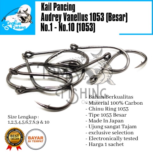 Kail Pancing Audrey Vanellus 1053 Besar (No.1 - No.10) Murah High Carbon Steel - Engkus Fishing